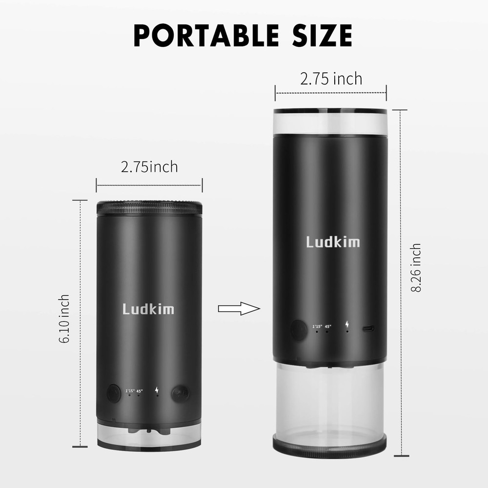 Burr Coffee Grinder, Small 80 Precise Settings Rechargeable USB Cordless - Co...