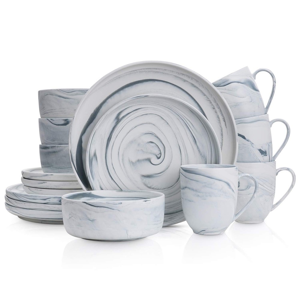 Brighton 16-Piece Dinnerware Set Porcelain, Gray
