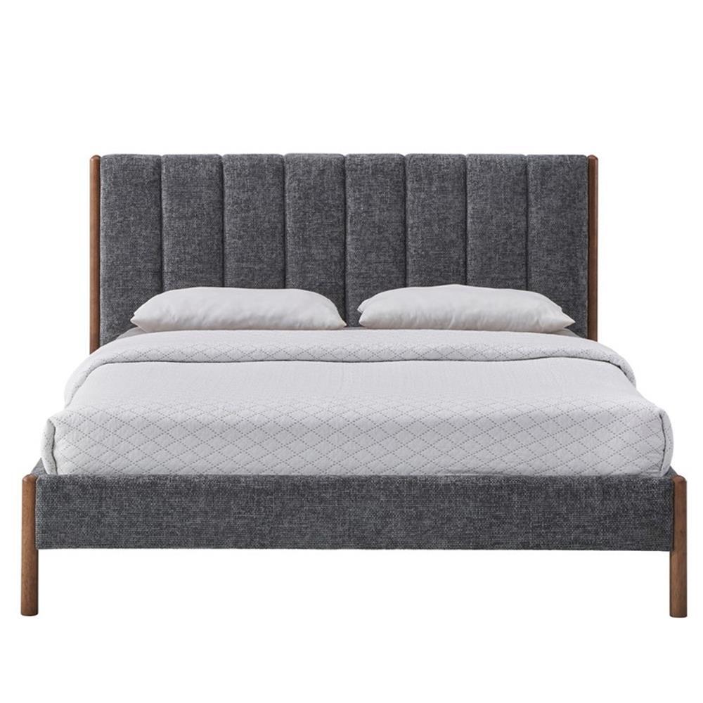 Omax Decor Exton Upholstered Platform Queen Bed in Dark Gray Fabric