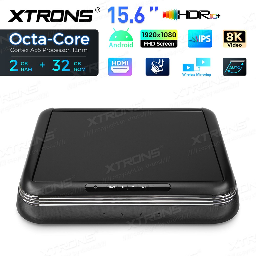 Android 15.6" Screen Car TV Overhead Player Octa Core Auto Flip Down HDMI WiFi