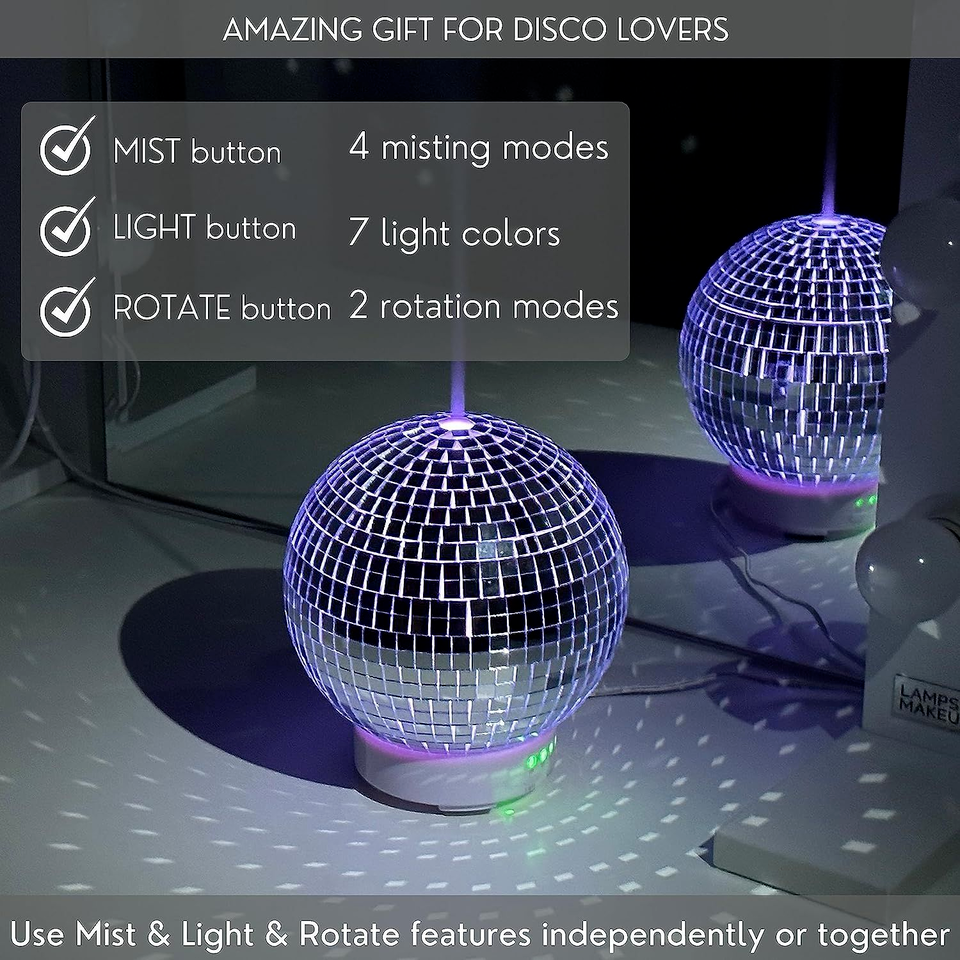 Disco Diffuser Ball Rotating -Essential Oil Diffuser with Whispe Quiet Operation
