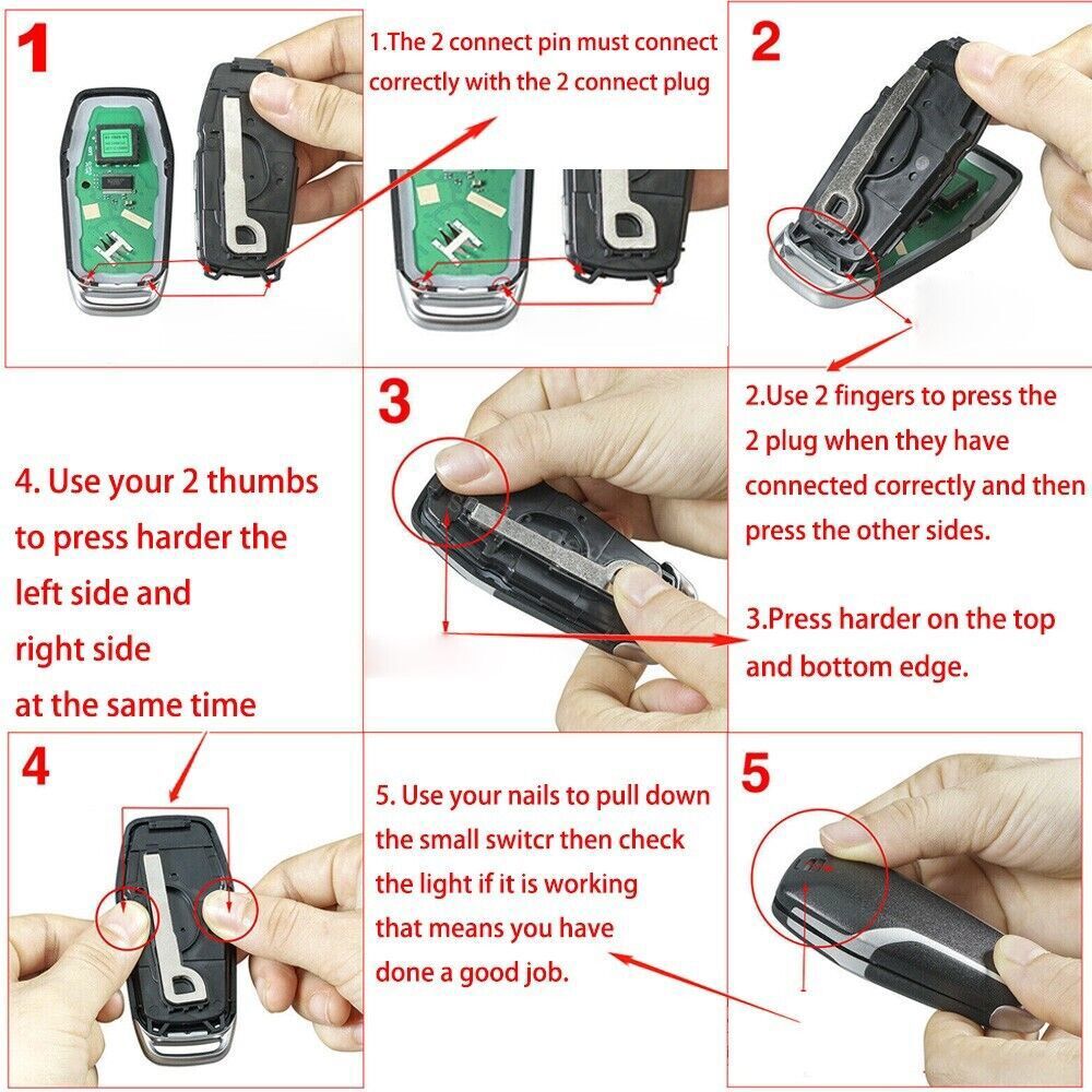 Replacement For 2015 2016 2017 Ford Mustang Remote Key Fob Shell Case Pad