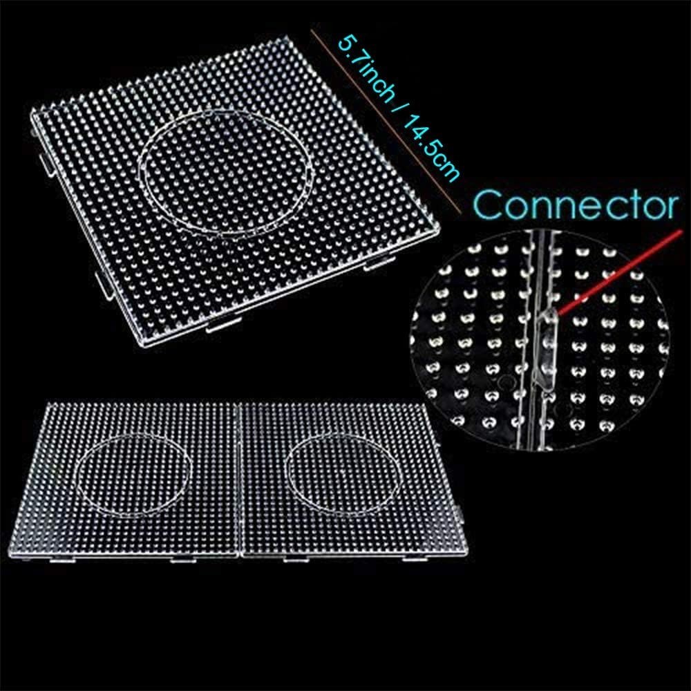 4-Pack Clear Fuse Beads Pegboards with Interlocking Design for Creative Projects