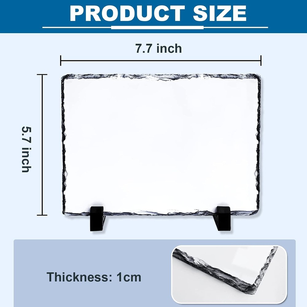 6 Pack Sublimation Stone Photo Frames with Display Holder - DIY Rectangle Décor