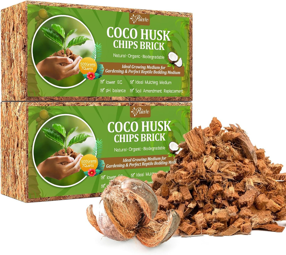 2 Pack Coco Chips Substrate - 2.2Lb Coconut Husk Brick for Plants