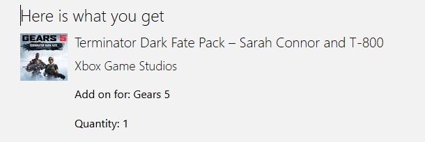 Gears 5 Terminator Dark Fate Bonus Code Pack DLC - Add on Only - Game Required