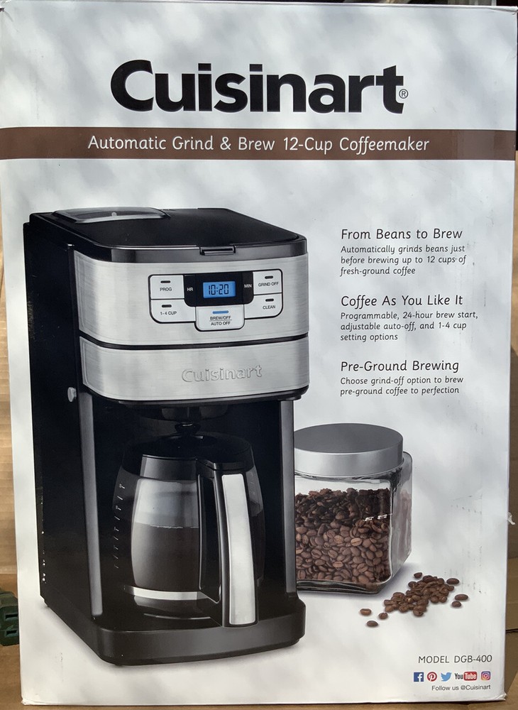 🧷 Cuisinart Automatic Grind andBrew 12Cup Coffeemaker DGB-400 🆕 Distressed 📦
