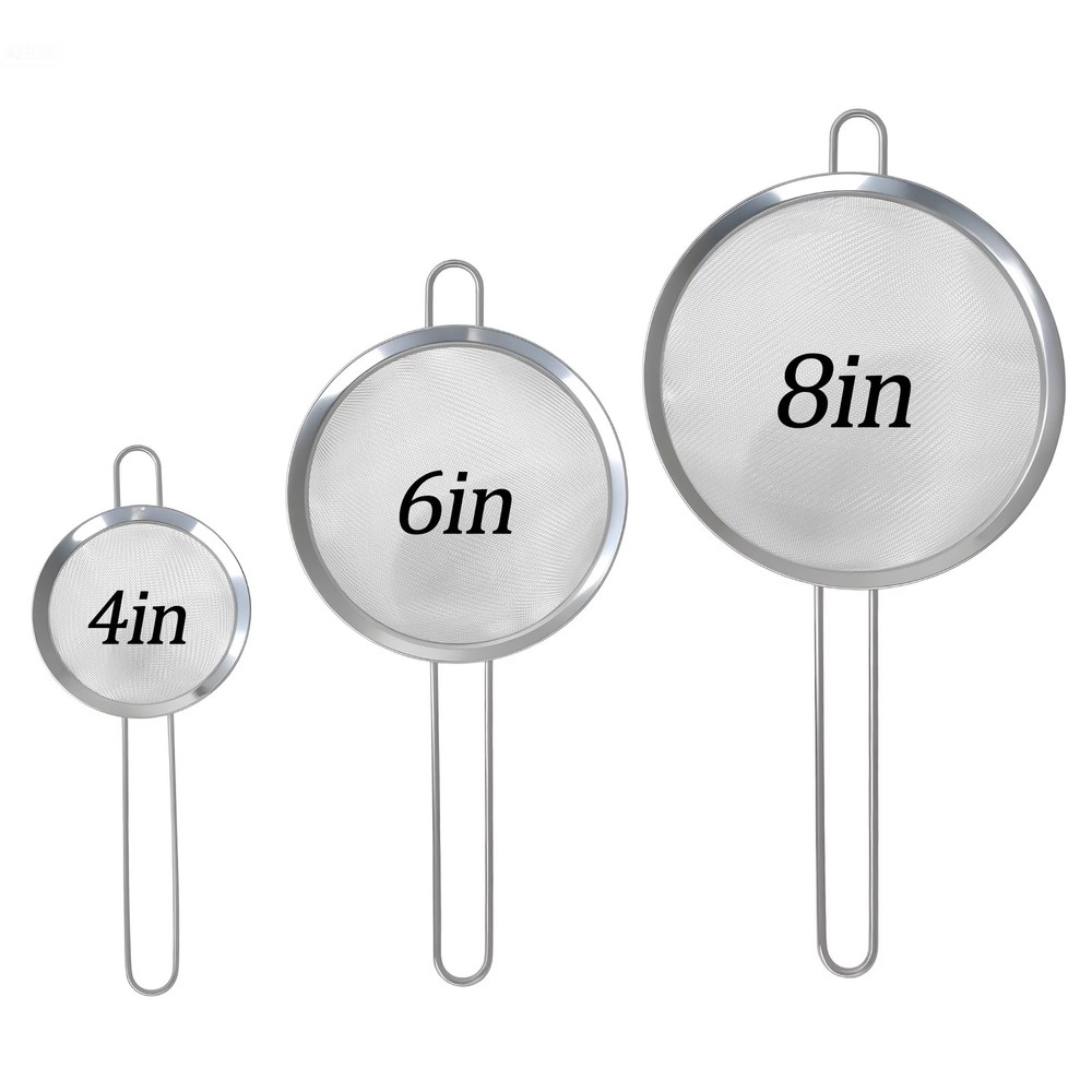 GARITIN 3 Piece Stainless SteelFineMesh Strainer Set 4 6 8 InchNestingforKitchen