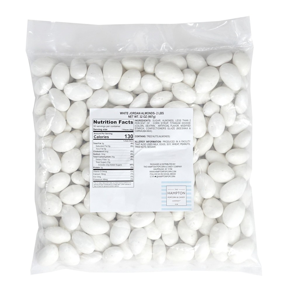 White Jordan Almonds, 2 Pound Almonds Bulk Bag, 2 Pound,