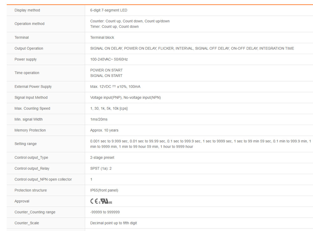 1X Counters Standard Type CT6S-2P4