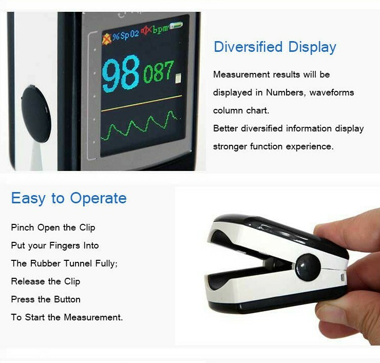 CONTEC MULTI-COLOR OLED RECHARGEABLE FINGERTIP PULSE OXIMETER USB CD-ROM & CASE