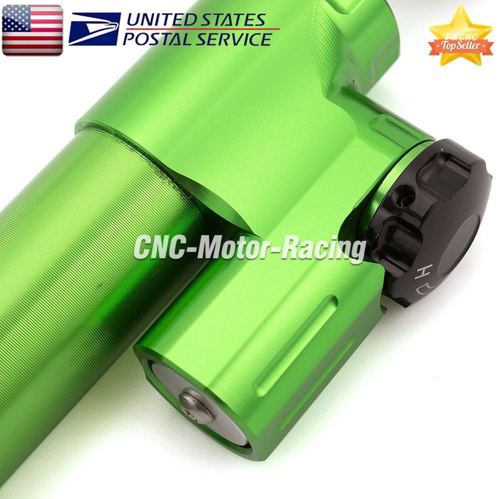 Green+Black Adjustable Steering Damper Stabilizer Linear Shock 255mm Motorcycle
