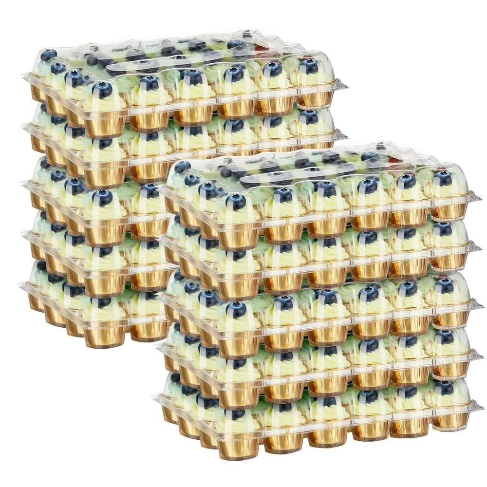 24 PackX10 Sets Count Cupcake Containers Plastic Disposable Boxes Holder