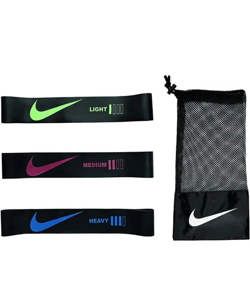 Nike Loop Mini Resistance Bands 3 Pack - Light Medium Heavy - Black - NEW