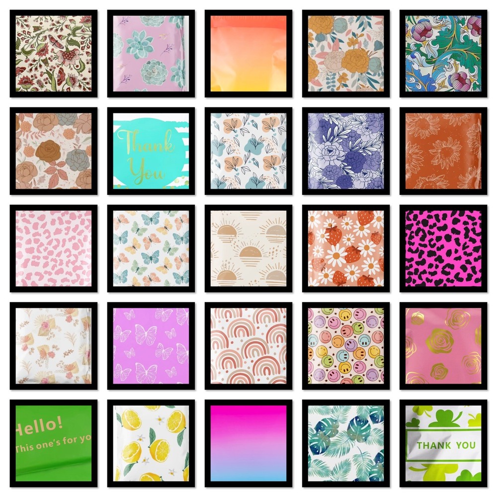 Poly Mailers 6x9 100 UNIQUE DIFFERENT DESIGNS