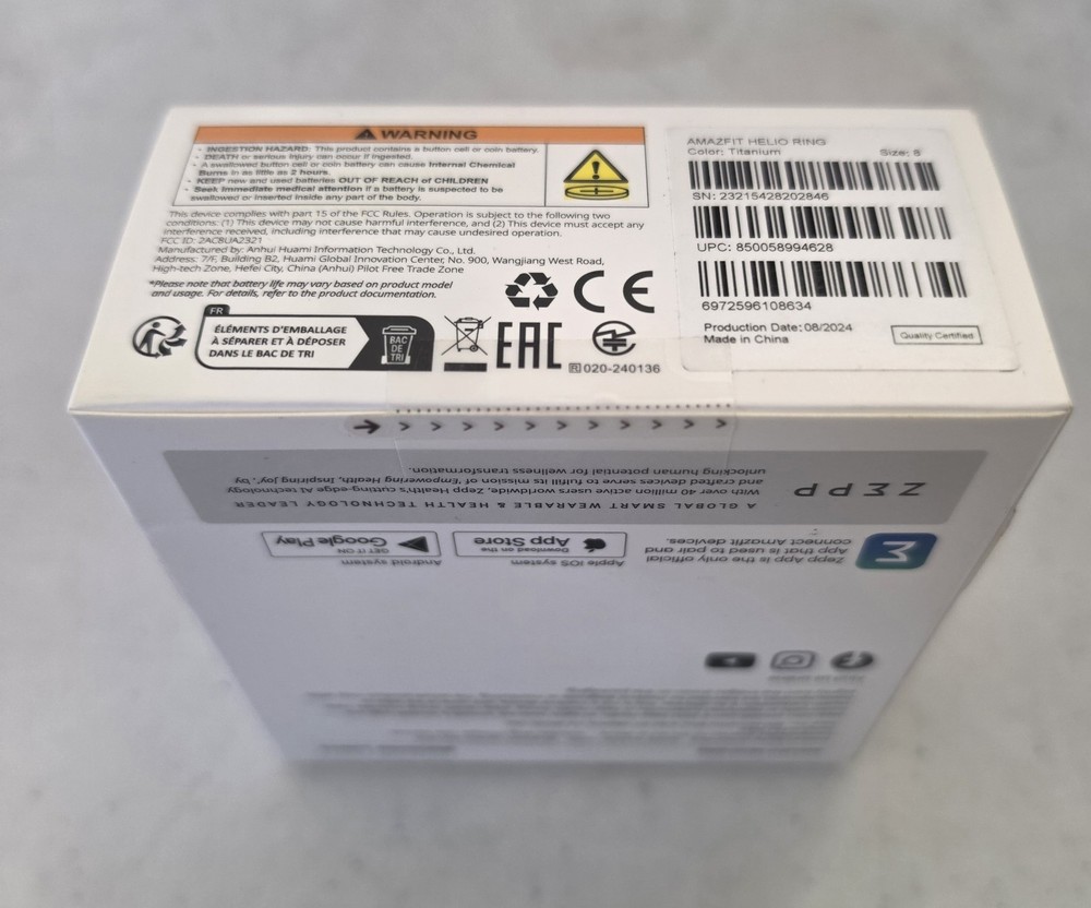 Amazfit Helio Smart Ring- size 8 - sealed