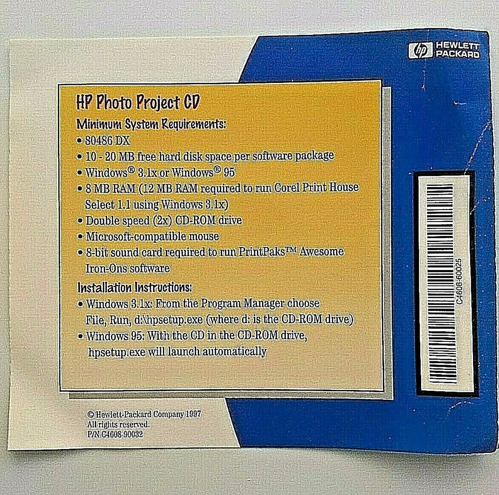 HP Photo Project CD Software and Interact - Game Profiler - 1999 - CD SV-262