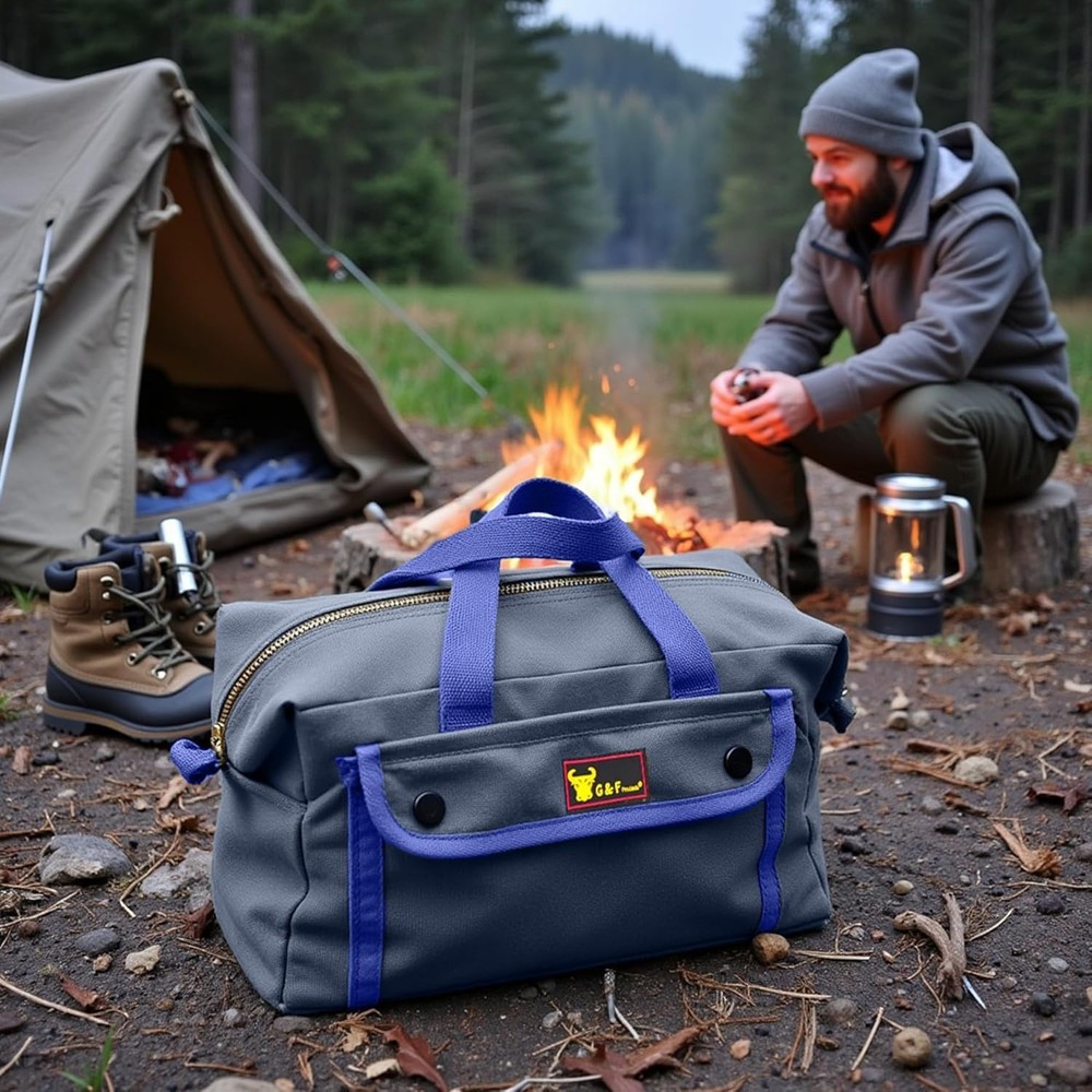 Compact Olive Green Duffle Bag - Durable Canvas with Adjustable Strap & Pockets