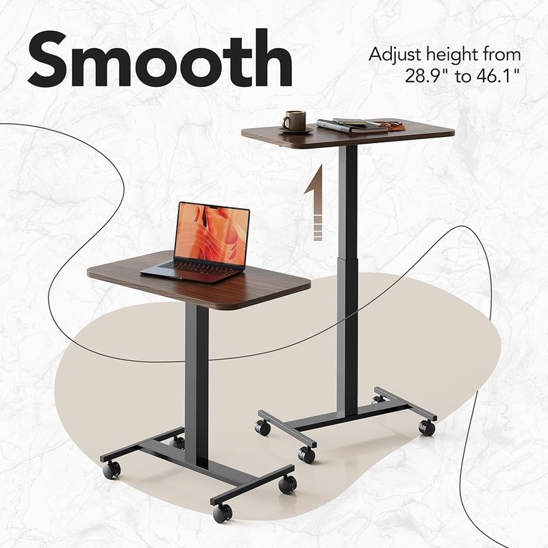 Adjustable Sit Stand Mobile Desk Ergonomic Rolling Table Lockable & Portable New