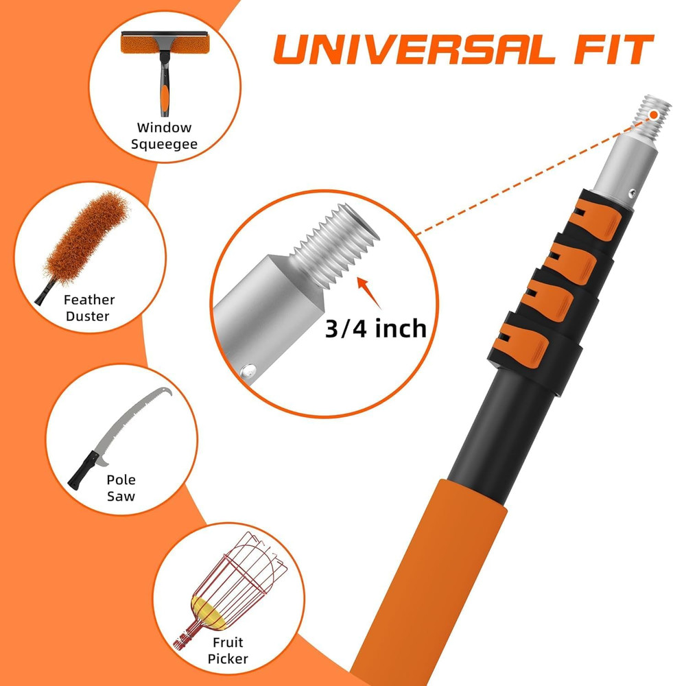 26 FT Cobweb Duster with Extension Pole, Cobweb Duster with 5-20FT Telescoping E