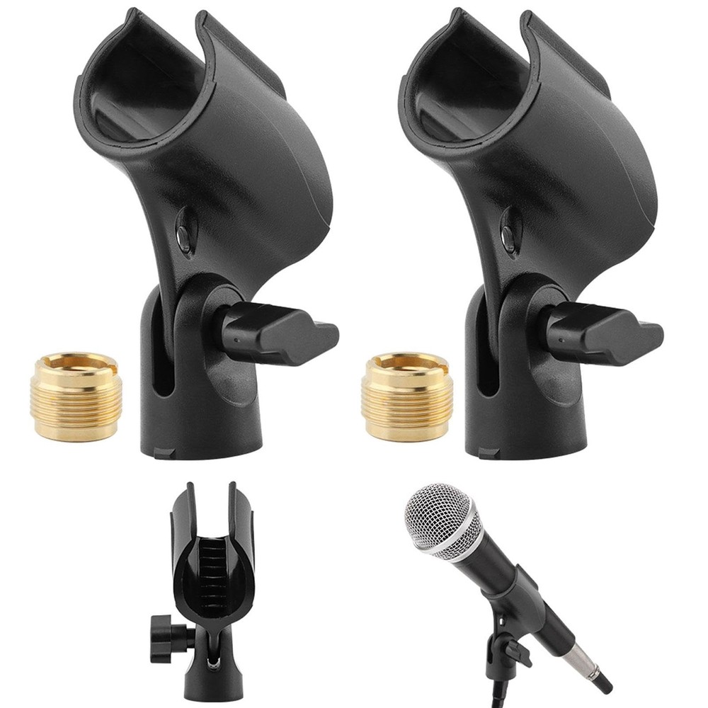 2 Pcs Adjustable Microphone Clip Stand Adapter with Metal Screws
