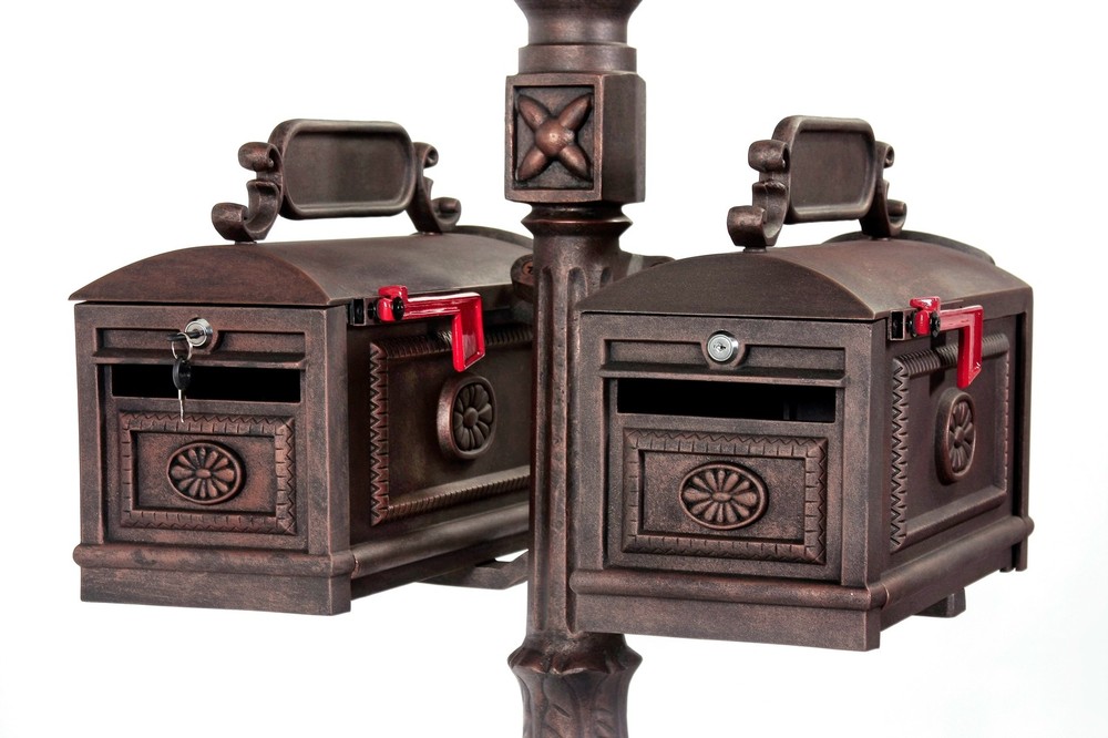 Locking Double BRONZE Mailbox Premium Secure Cast Aluminum Better Box Mailboxes