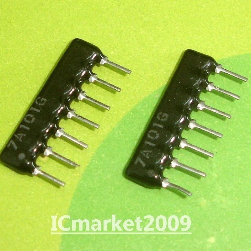 50 PCS A07-101G 7A101G 100 ohm 100R 6 Commoned Resistor Network Array 7 PIN