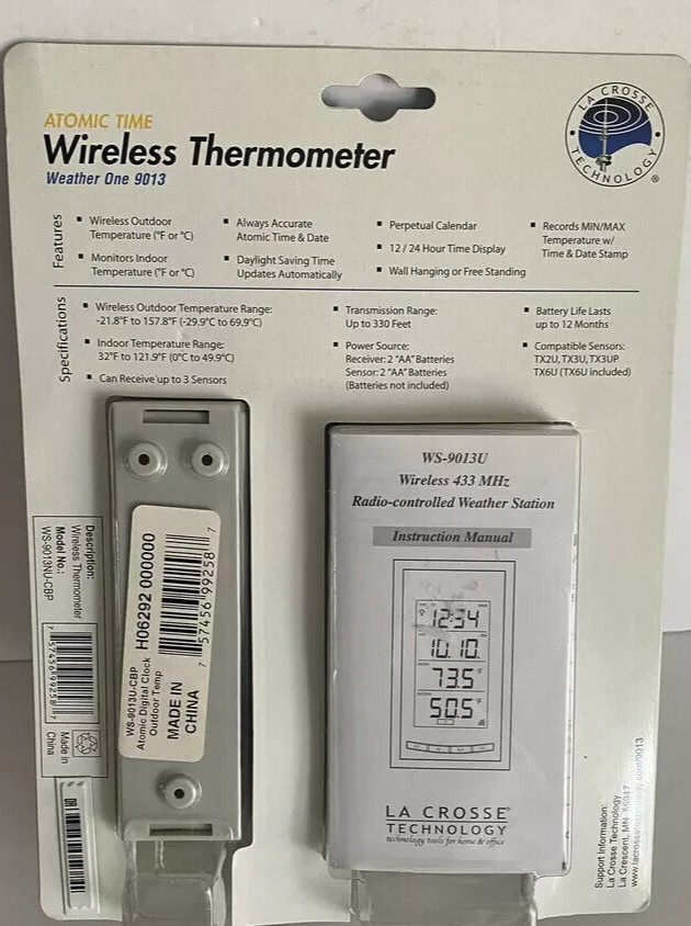 La Crosse Technology Atomic Time Wireless Weather Thermometer TX6 Sensor # 2132