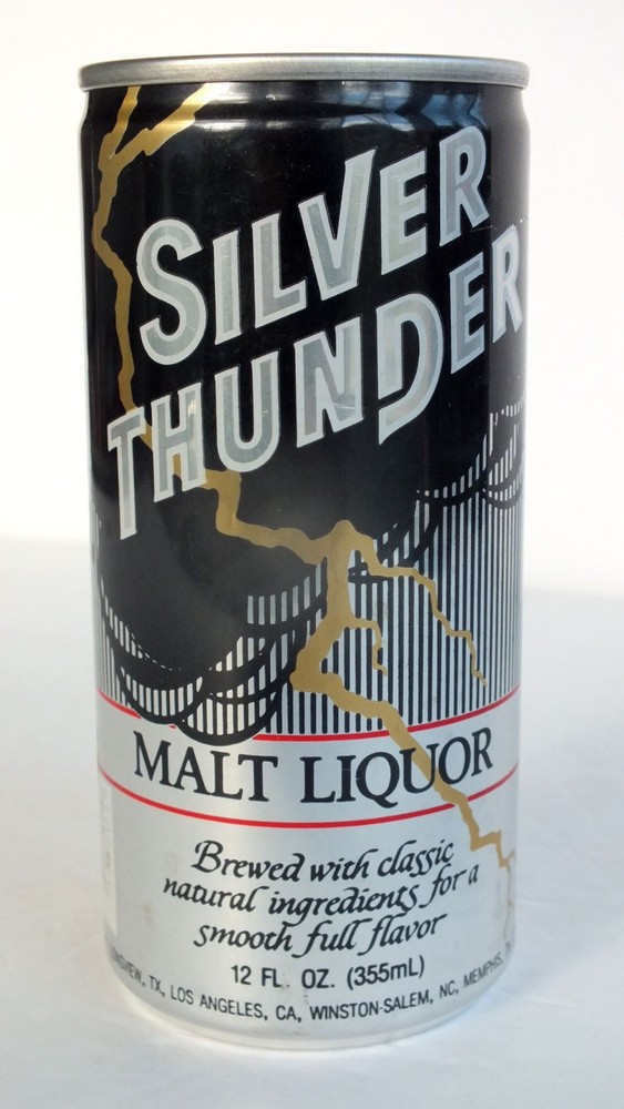 Stroh's Silver Thunder Malt Liquor - Empty Beer Can - Bottom Opened