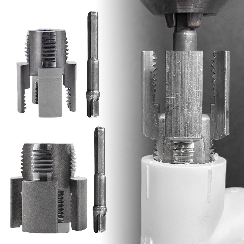 2X Integrated Internal & External Pipe Threading-Tool, PVC Pipe Threader Kit US.