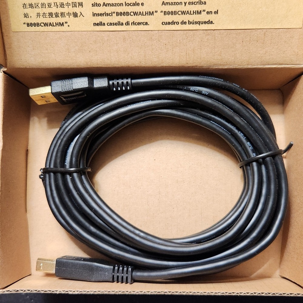 NEW Amazon Basics USB-A -USB-B2.0 16ft Black Cable for Printer/External Drives