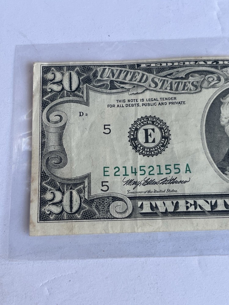 1993 $20 Dollar Bill Misaligned Error