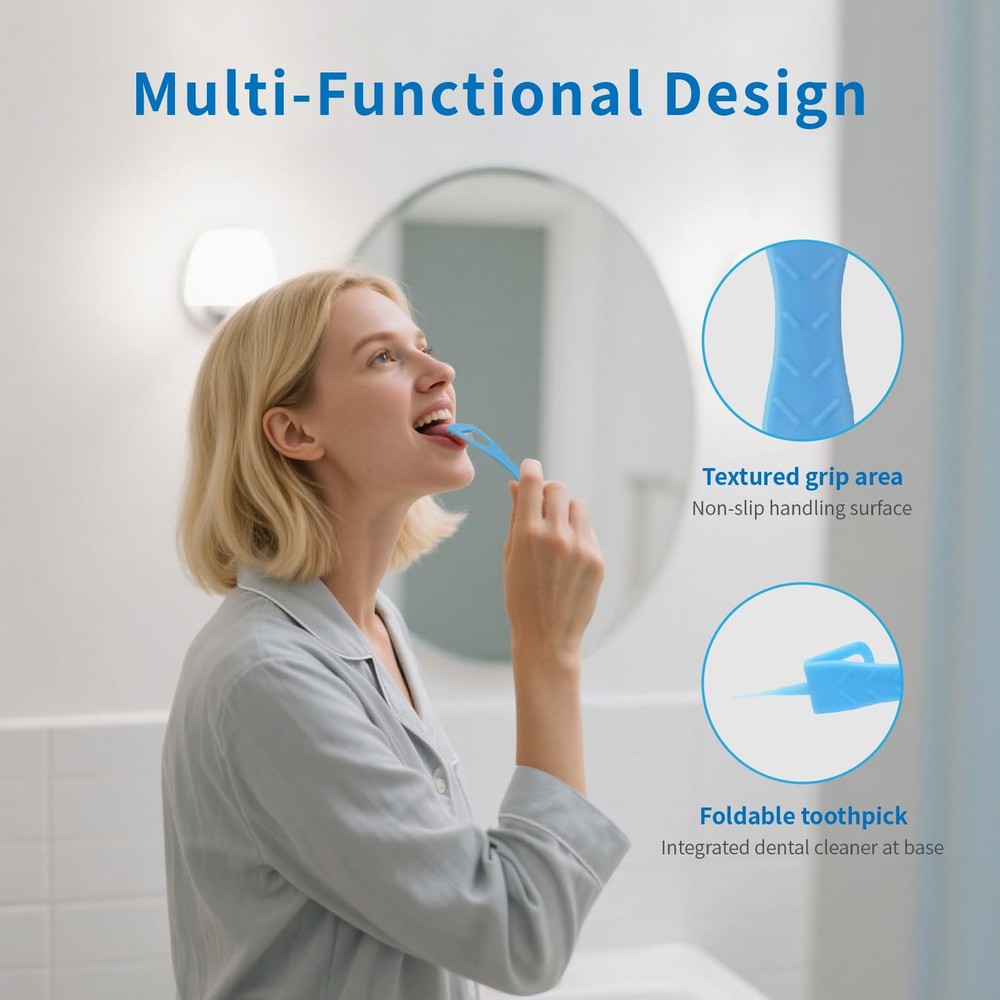 Tongue Cleaner, Scraper, Disposable, Plastic Clean Blue