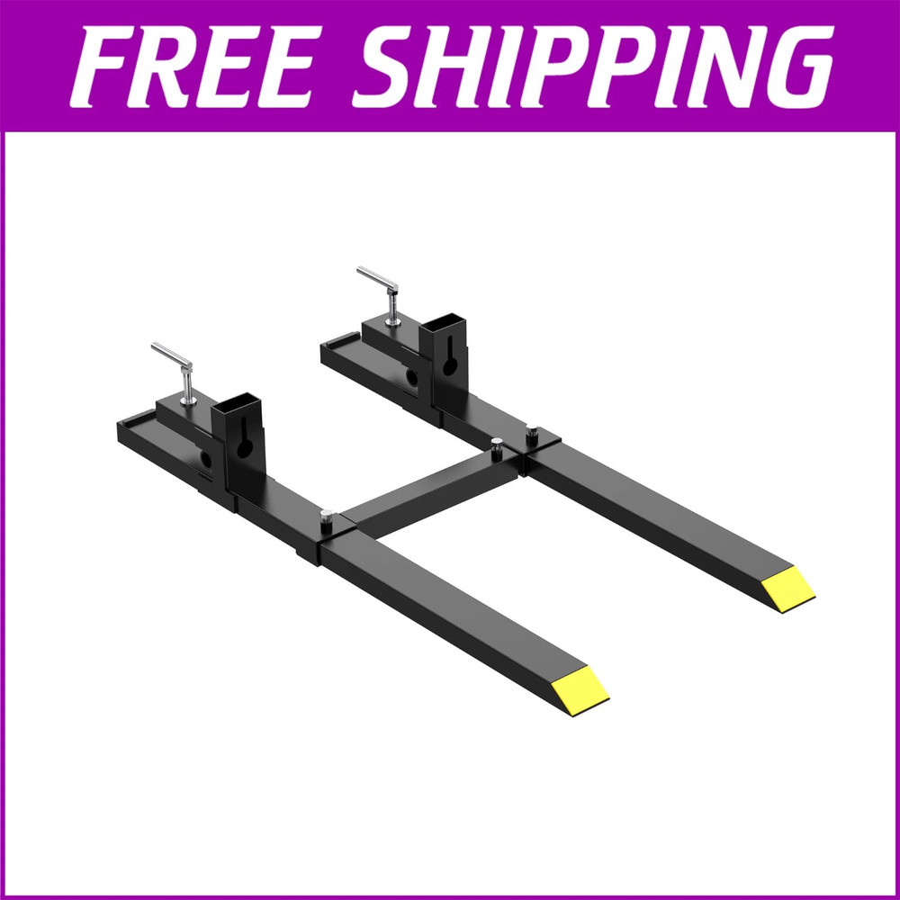 60" 1500lbs Clamp on Pallet Forks Fork Rack with Adjustable Stabilizer Bar