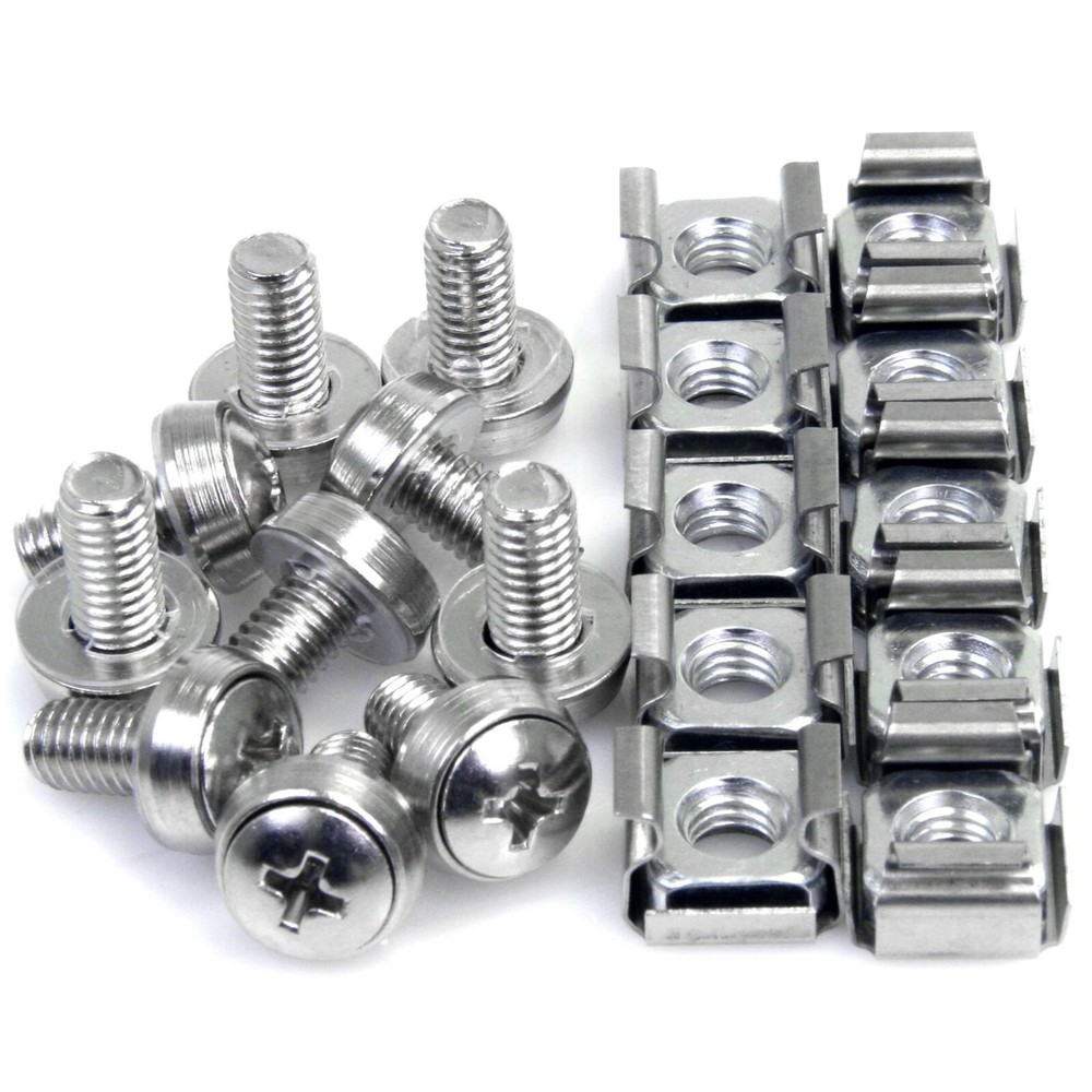 StarTech CABSCREWM6 50 Pkg M6 Mounting Screws and Cage Nuts for Server Rack