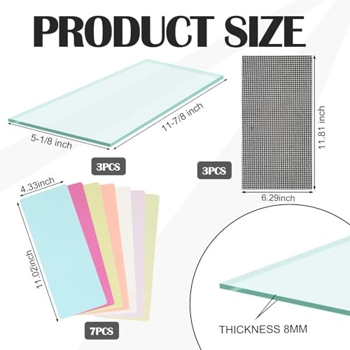 13 Pcs Float Glass Lapping Plate Kit Include Three Sheets 5/16 x 5 x 12 Float