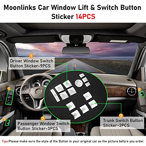 Inner Door Power Window Switch Button Covers Trim Sticker Replacement Silver