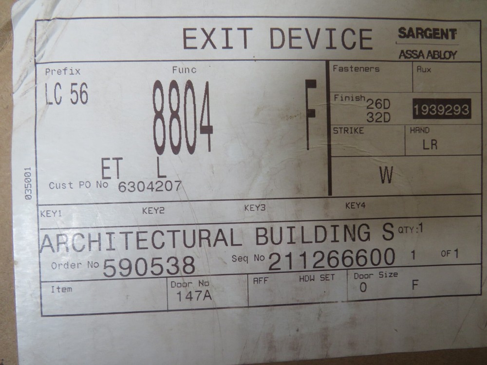 Sargent 56-8804F-ETL-LR-26D-32D Exit Device