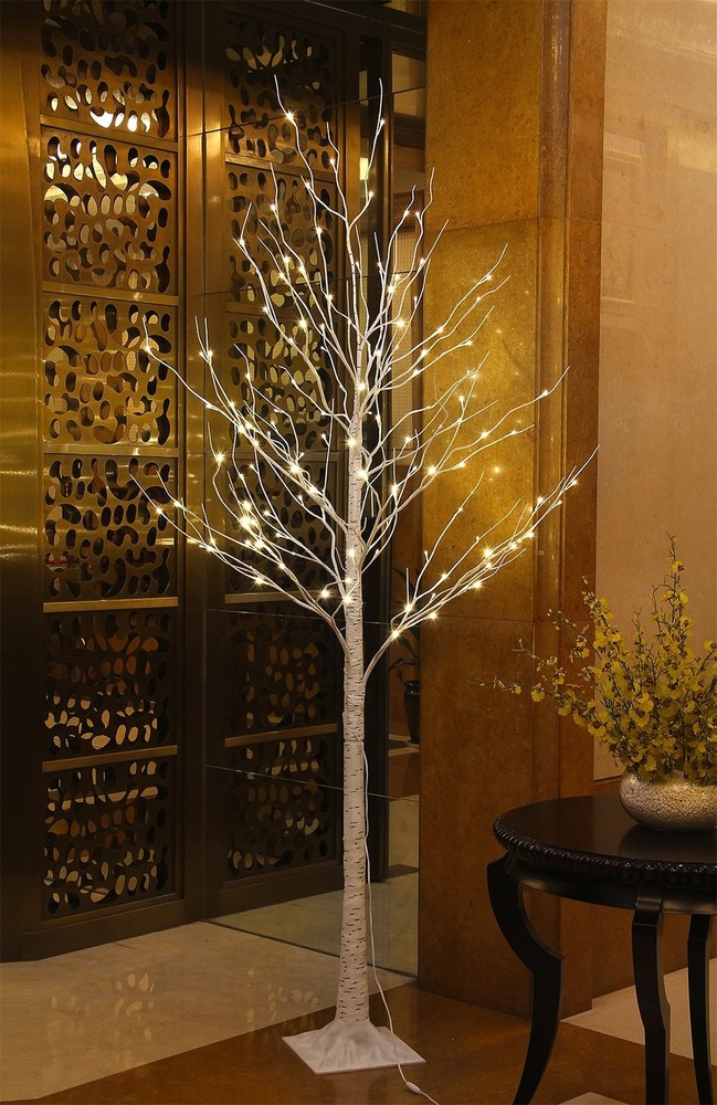 LIGHTSHARE Lighted Tree 8FT 132 LED Lighted Birch Tree for Decoration Inside ...