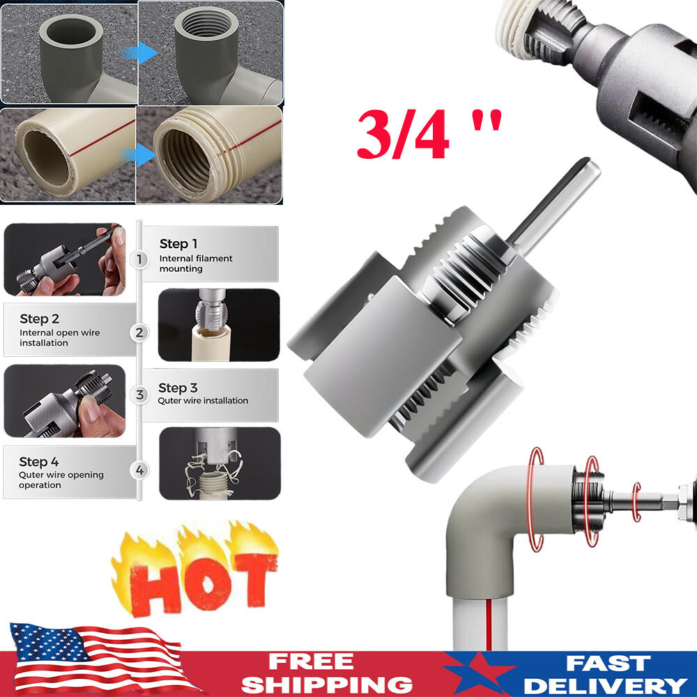 Integrated Internal & External Pipe Threading-Tool, PVC Pipe Threader Kit USA
