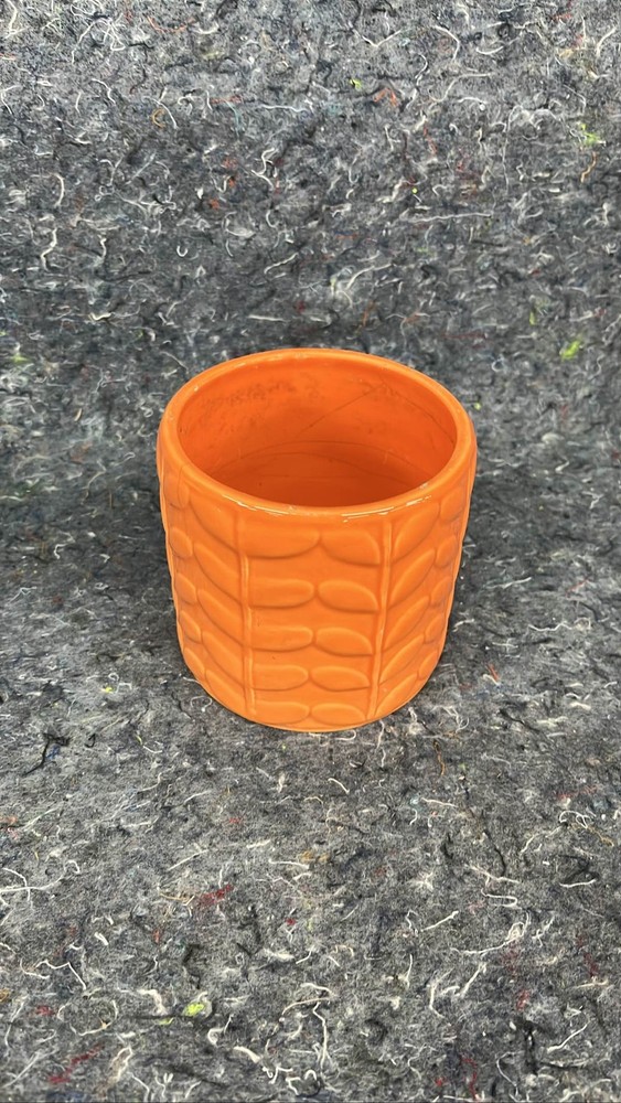 Orange Planter Leaf Pattern Pottery