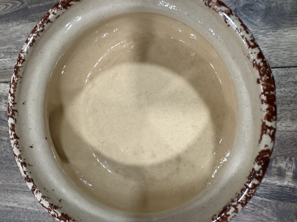 Small Brown Spongeware Cookie Jar Bean Pot RRP