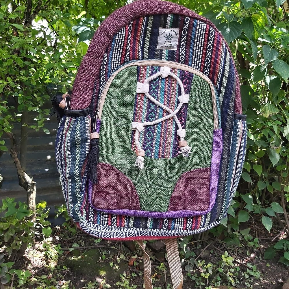 Himalayan Hemp bag, Traditional Striped Pattern, Multi-Compartment Travel bag...
