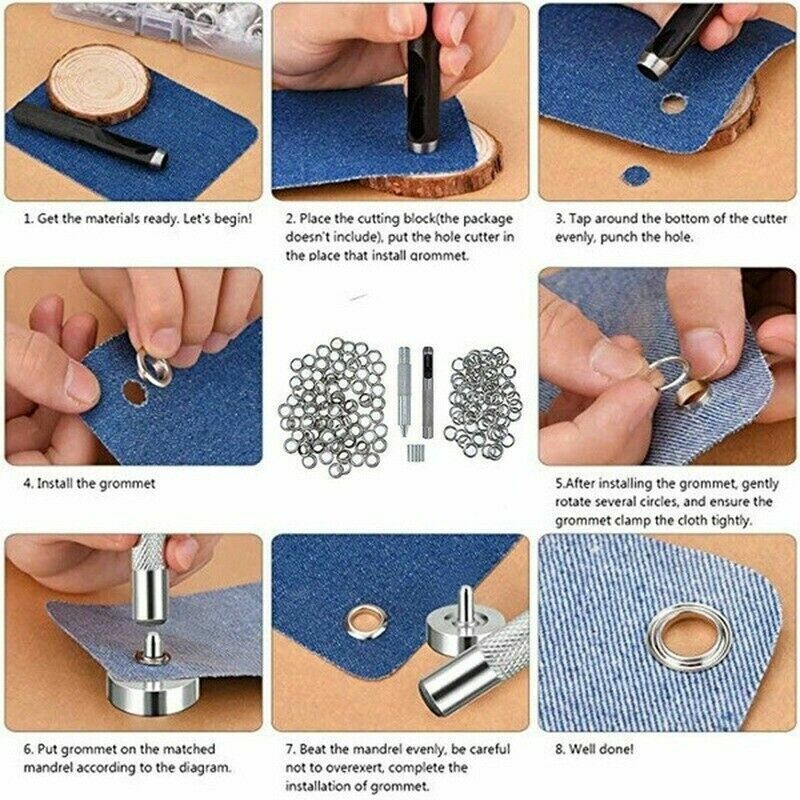 100PCS Leather Rivet Loops 12mm With Installation Tools