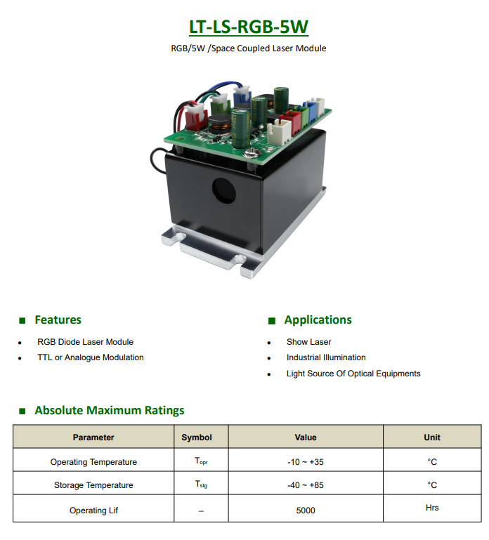 RGB 5W Space Coupled Laser Module