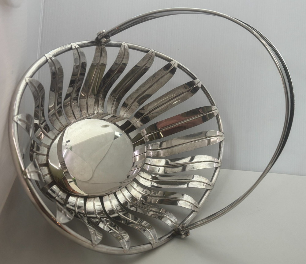 Leaf Design Oval Basket with Handle Possibly Silverplated Elegance Brand