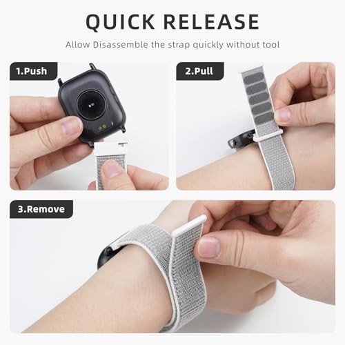 22mm Smart Watch Strap Precision Nylon Material, Quick Grayish White