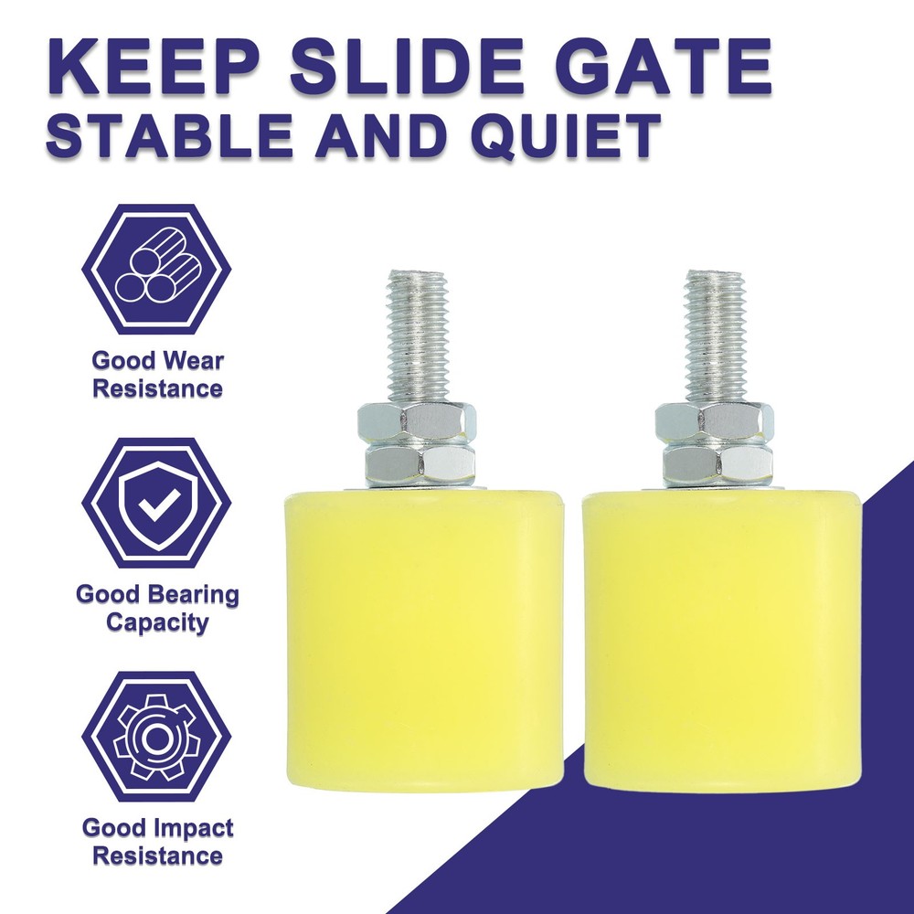 8Pcs Slide Gate Guide Roller, 1.7" Nylon Rollers Gate Support Assembly, Yellow