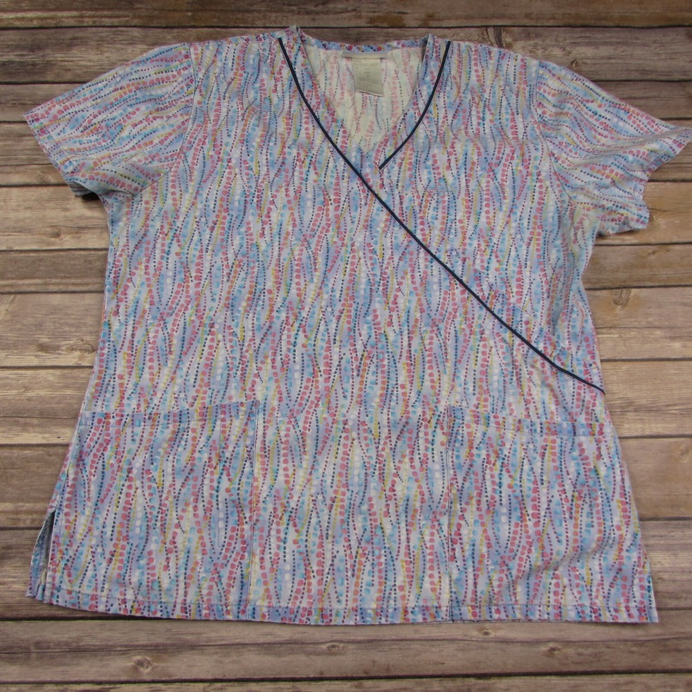 SB Scrubs Blue Abstract Dots Top Size Small