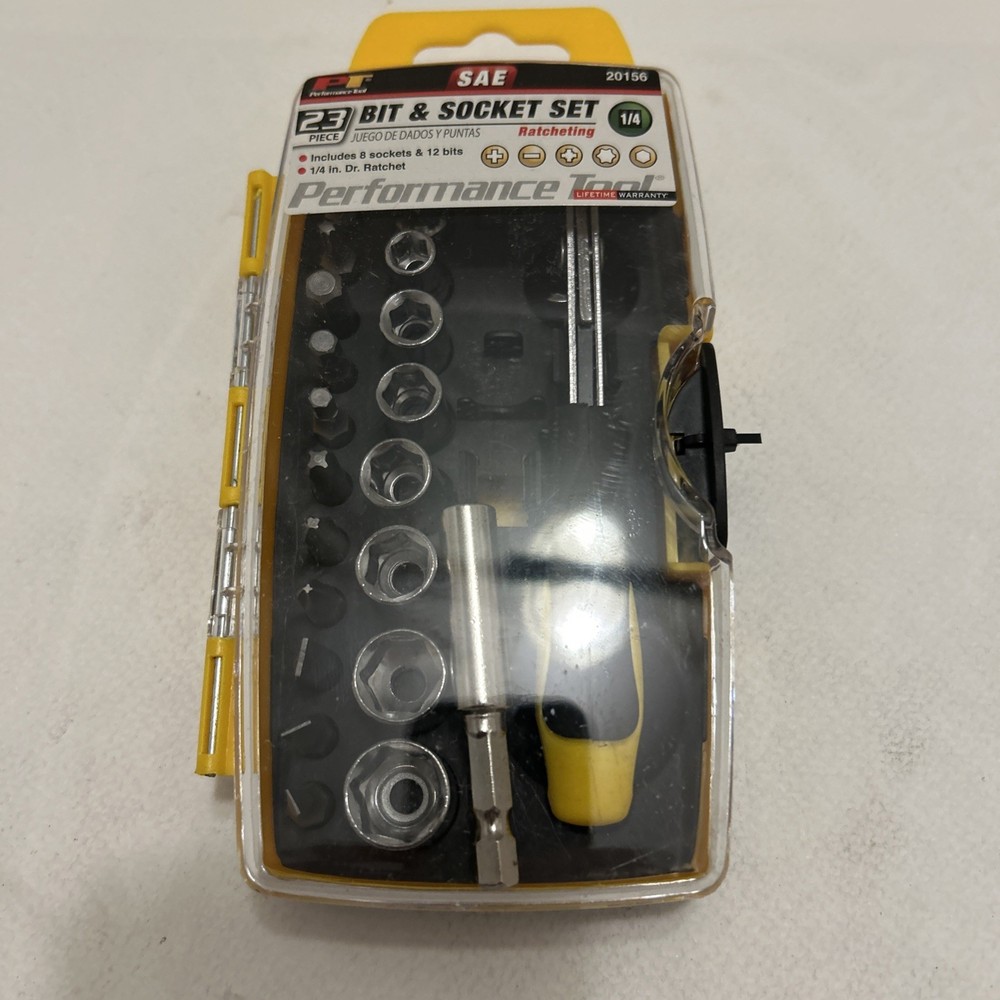 PERFORMANCE TOOL 23 PIECE BIT & SOCKET SET WILMAR 20156 SAE